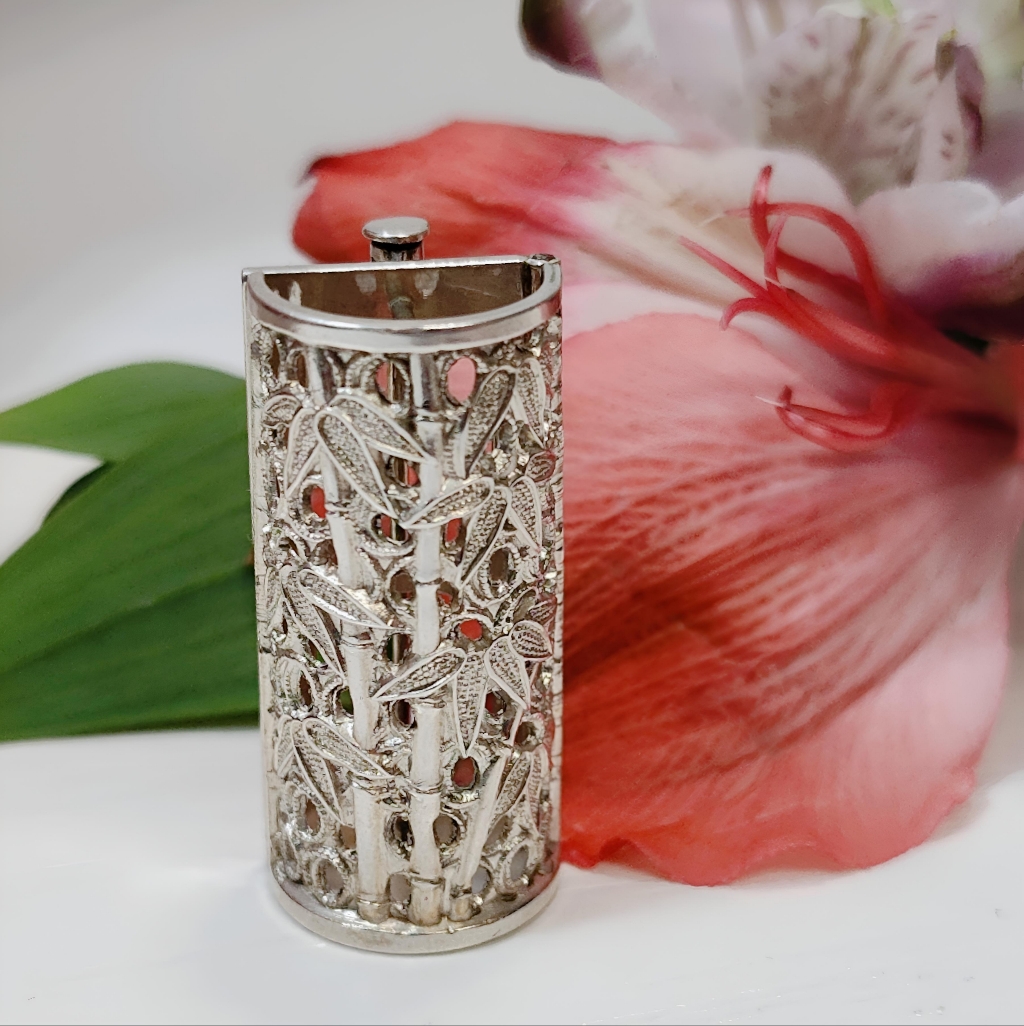 Antique Victorian Era Sterling Silver Corsage Boutonniere Bamboo Filigree Brooch